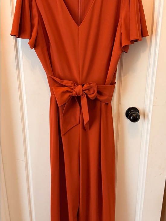 Preston & York Pants - Preston & York Burnt Orange Wide-Leg Jumpsuit with Waist Tie